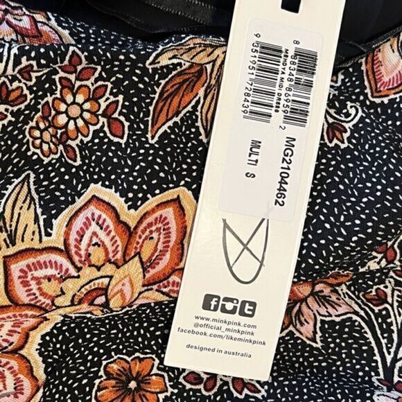 Minkpink Meyhda‎ Floral Puffer Sleeves Wraparound Boho Midi Dress Size Small NWT - Picture 14 of 16